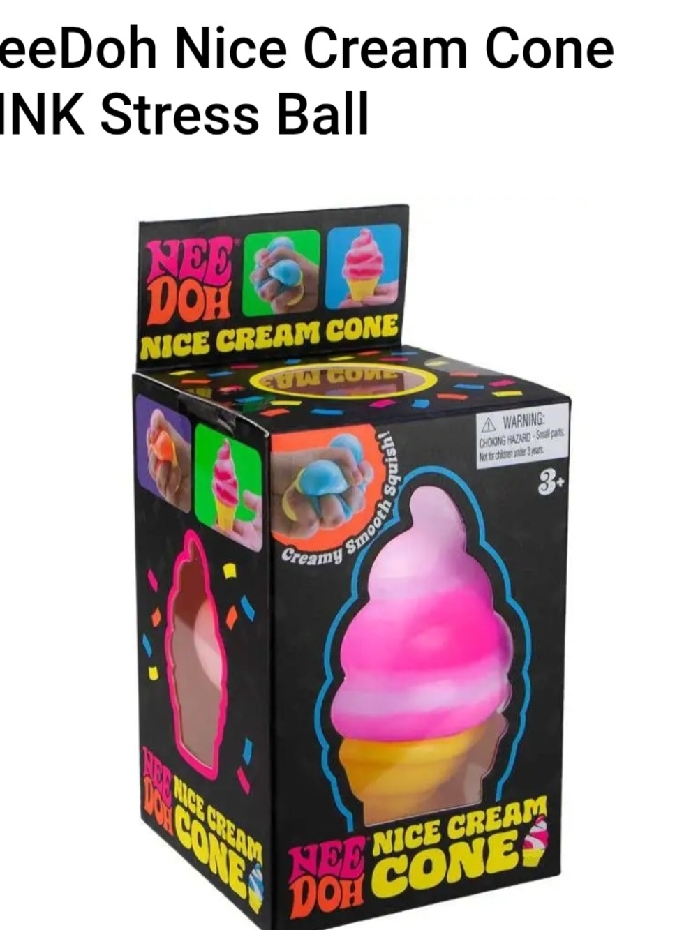 NeeDoh Nice Cream Cone Pink Stress Toy
